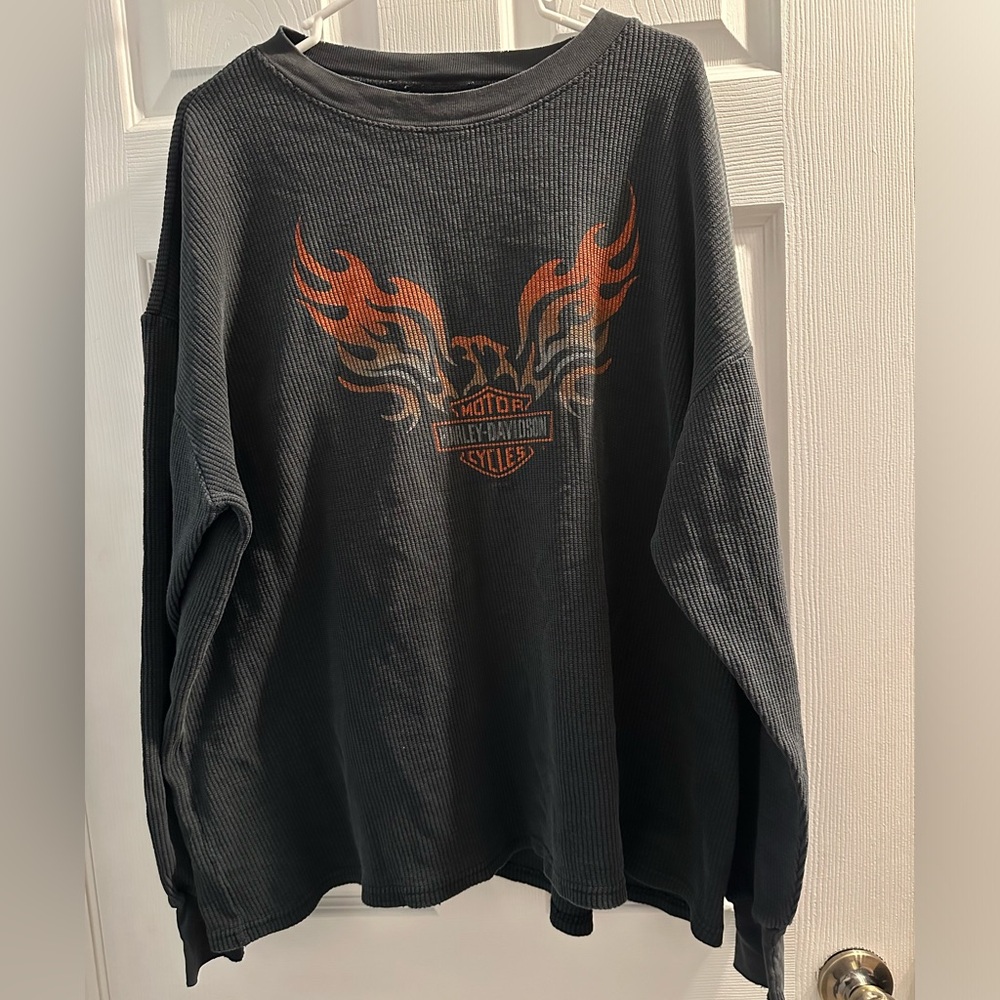 Harley-Davidson Men’s XL Black Long Sleeve Shirt Muncie Indiana design